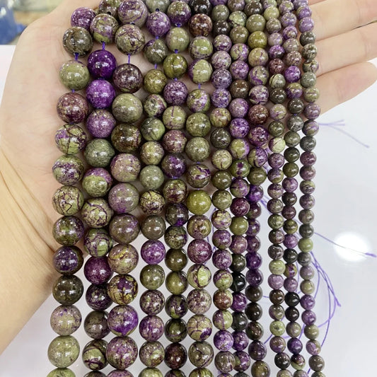 4 6 8 10 12mm Natural purple Stichtite Opal green Larimar stone Round Loose Beads For Jewelry Making DIY Bracelets Necklace 15''
