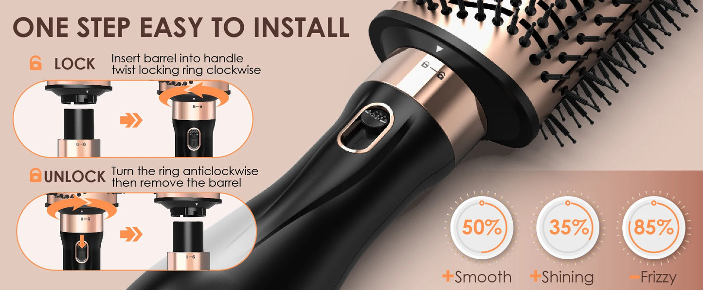Nicebay Hair Dryer Brush, Hot Air Brush, Blow Dryer Brush Tool Set, Round Blowout Hot Air Brush Straightener Curling in One