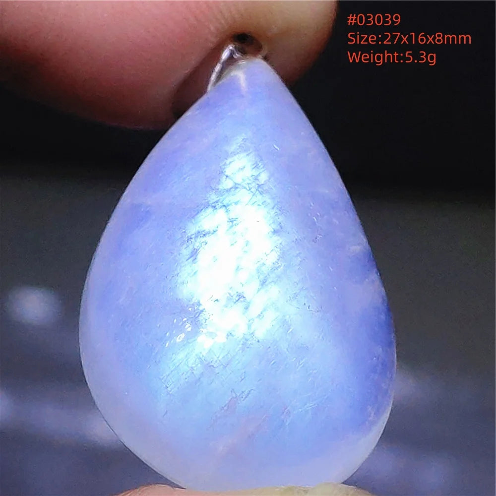 Natural Moonstone Blue Light Pendant Oval Beads Women Men Necklace 925 Silver Moonstone Pendant AAAAAA