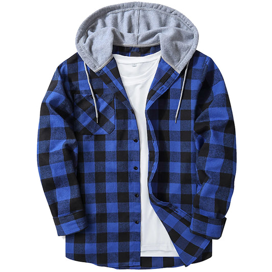 Dragon for Men Mens Hooded Flannel Warm Shirt Long Sleeve Fitted Top