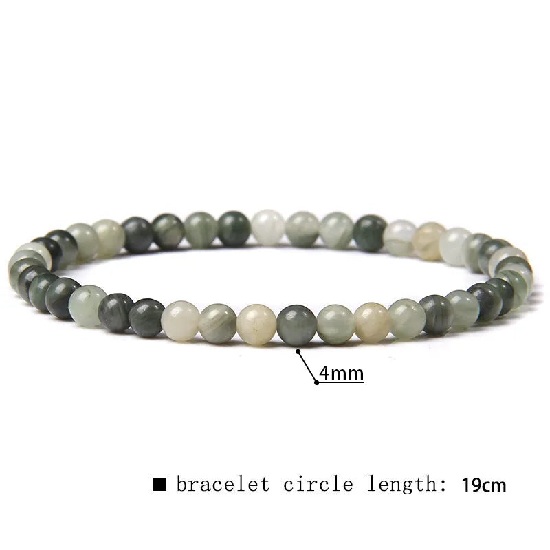 2024 New Stone Bracelet Natural Quartzs Cat Eye Jades Aquamarines Stone Bead Bracelet Stretch Bangle Jewelry Gift For Women Men