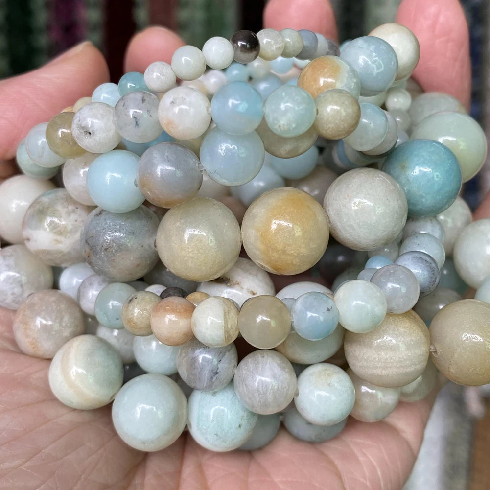 4-12mm Natural Amazonite Stone Beads For Jewelry Making Round Spacer Beads For Jewelry Making DIY Bracelet Handmade