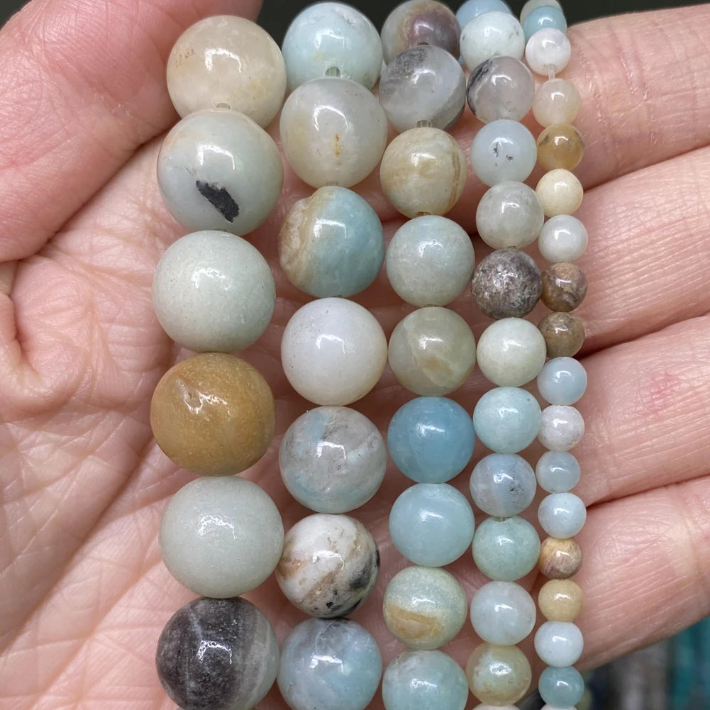 4-12mm Natural Amazonite Stone Beads For Jewelry Making Round Spacer Beads For Jewelry Making DIY Bracelet Handmade