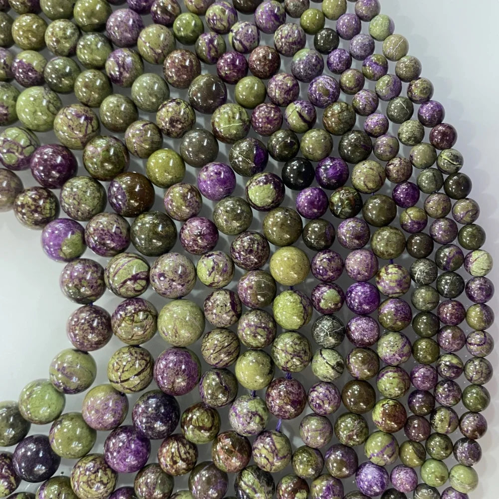 4 6 8 10 12mm Natural purple Stichtite Opal green Larimar stone Round Loose Beads For Jewelry Making DIY Bracelets Necklace 15''