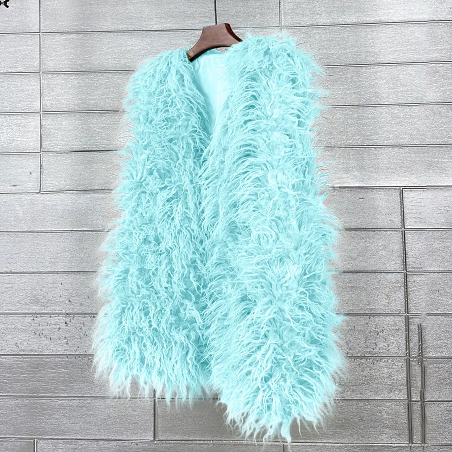 Vest Jacket Women Multicolored Faux Fur Warm Plush Coats Autumn Winter Furry Outwear Sleeveless Waistcoat Open Front Cardigan
