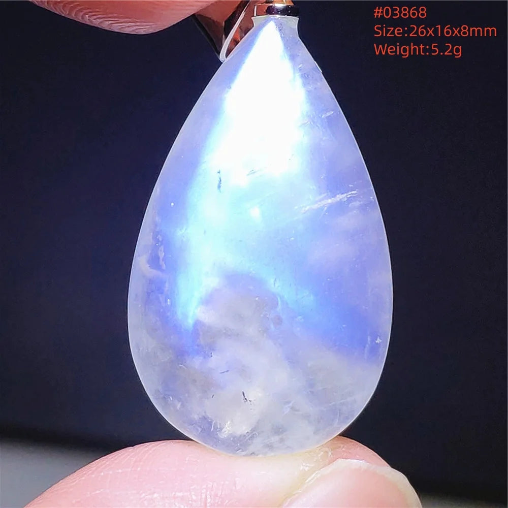 Natural Moonstone Blue Light Pendant Oval Beads Women Men Necklace 925 Silver Moonstone Pendant AAAAAA