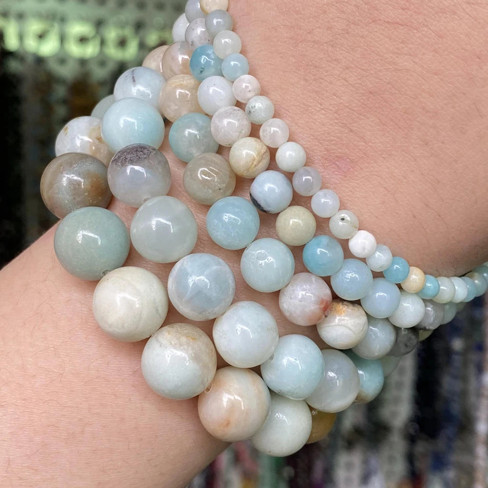 4-12mm Natural Amazonite Stone Beads For Jewelry Making Round Spacer Beads For Jewelry Making DIY Bracelet Handmade