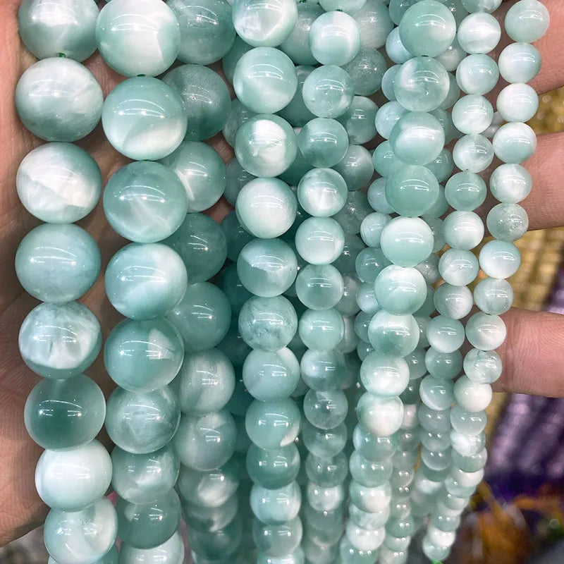 4 6 8 10 12mm Natural purple Stichtite Opal green Larimar stone Round Loose Beads For Jewelry Making DIY Bracelets Necklace 15''