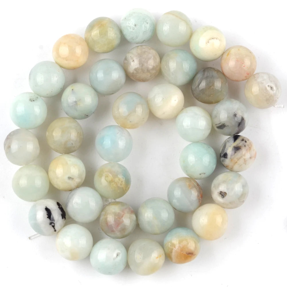 4-12mm Natural Amazonite Stone Beads For Jewelry Making Round Spacer Beads For Jewelry Making DIY Bracelet Handmade