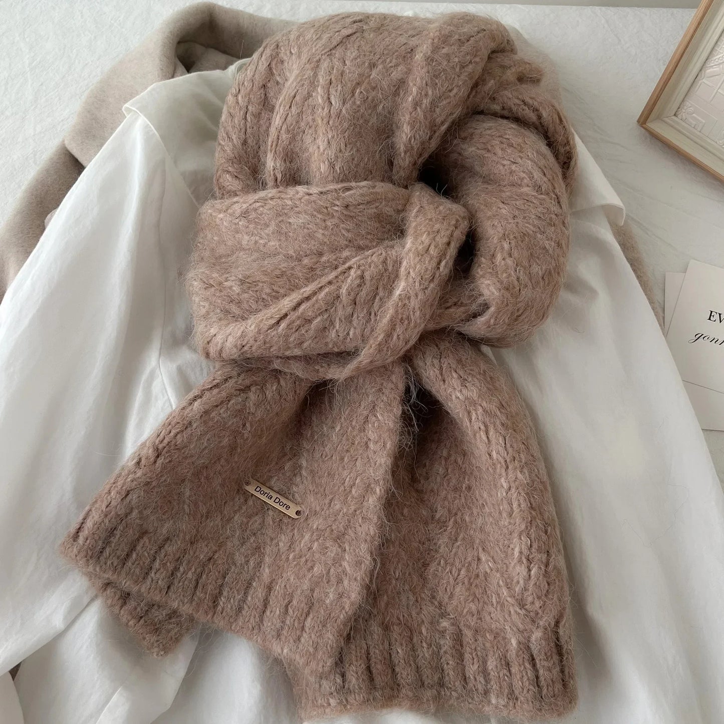 Albaca Alpaca Wool Scarf Women's Winter 2024 New High-End Feelknit Wool-Blend Korean Trendy Student Use Warm Scarf