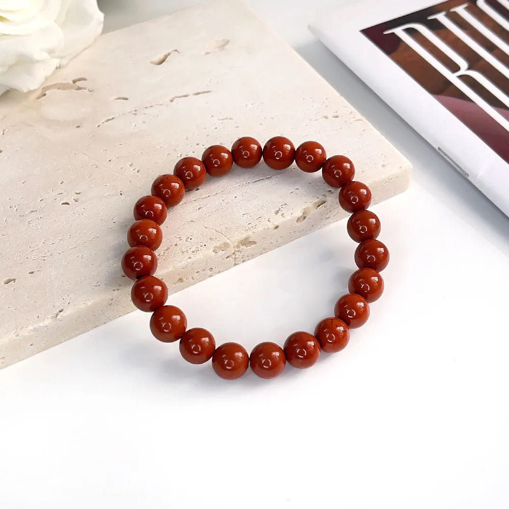 Natural Stone pink zebra Beaded Bracelet 6/8mm Dalmatian Jasper Rhodochrosite Agate Bracelet Gemstone Beads Bracelet