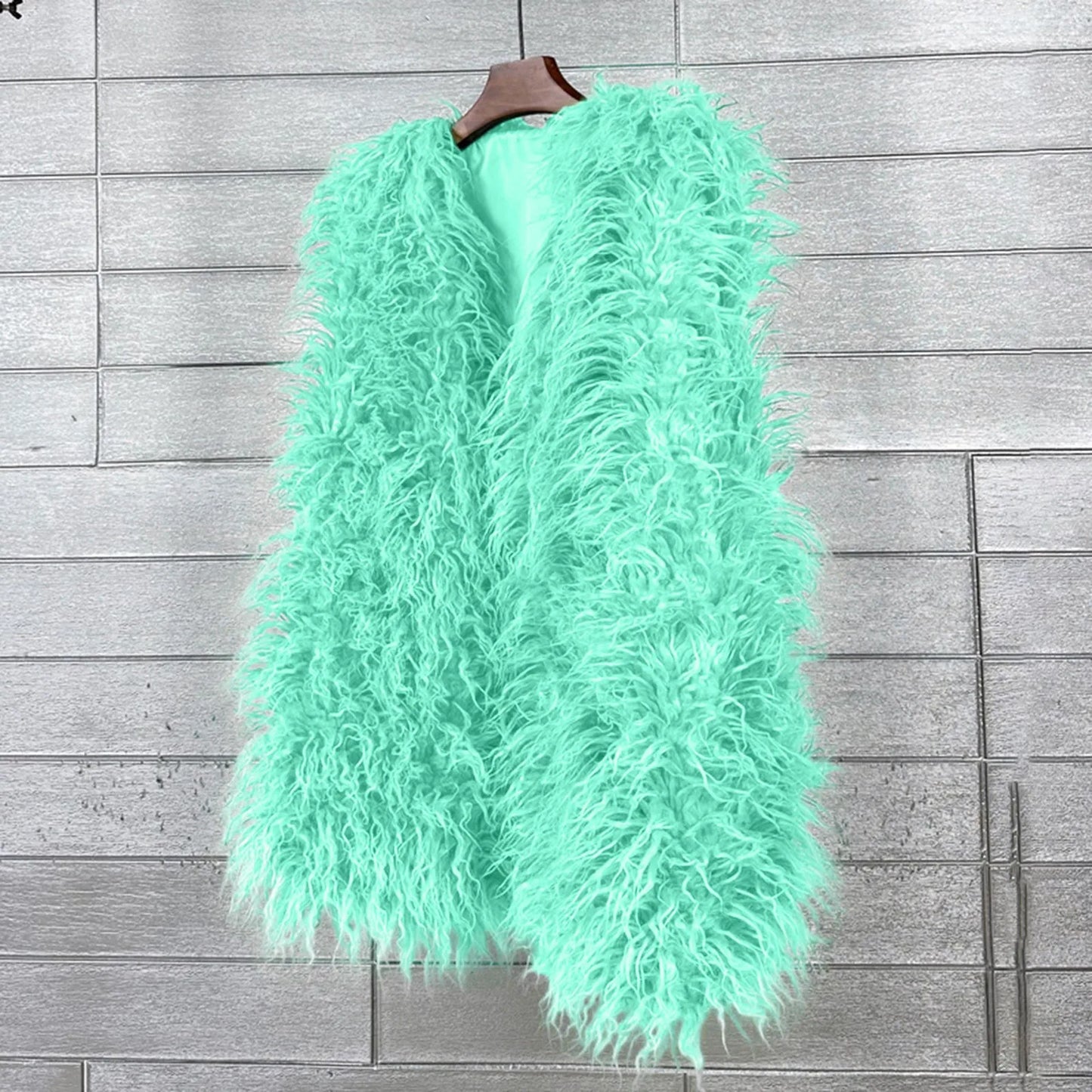 Vest Jacket Women Multicolored Faux Fur Warm Plush Coats Autumn Winter Furry Outwear Sleeveless Waistcoat Open Front Cardigan