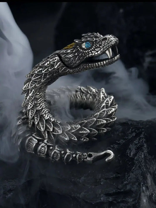 Handmade Retro Bracelet Men's High-end Sense Personality Medusa Rattlesnake Hip-hop Domineering  Series Jewelry