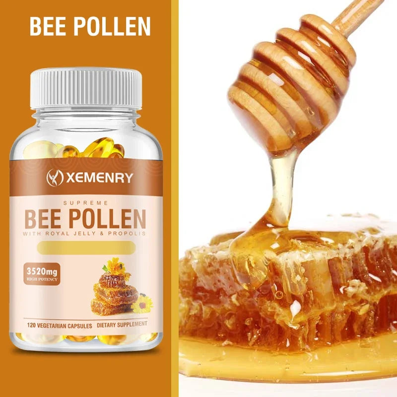 Bee Pollen Supplement - Relieve Joint Inflammation, Enhance Immunity, Antioxidant - 120 Capsules