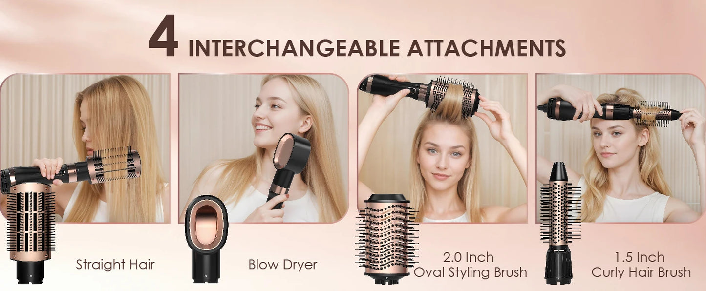 Nicebay Hair Dryer Brush, Hot Air Brush, Blow Dryer Brush Tool Set, Round Blowout Hot Air Brush Straightener Curling in One