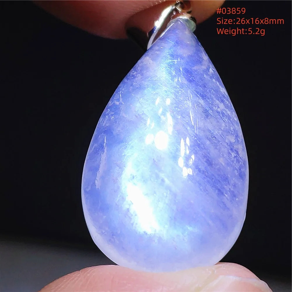 Natural Moonstone Blue Light Pendant Oval Beads Women Men Necklace 925 Silver Moonstone Pendant AAAAAA