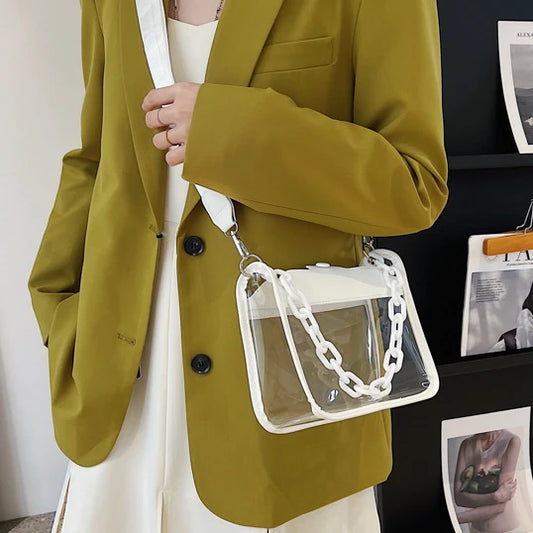 Transparent Crossbody Messenger Handbags Women PVC Cylinder Shoulder Bags Women Sling Bags