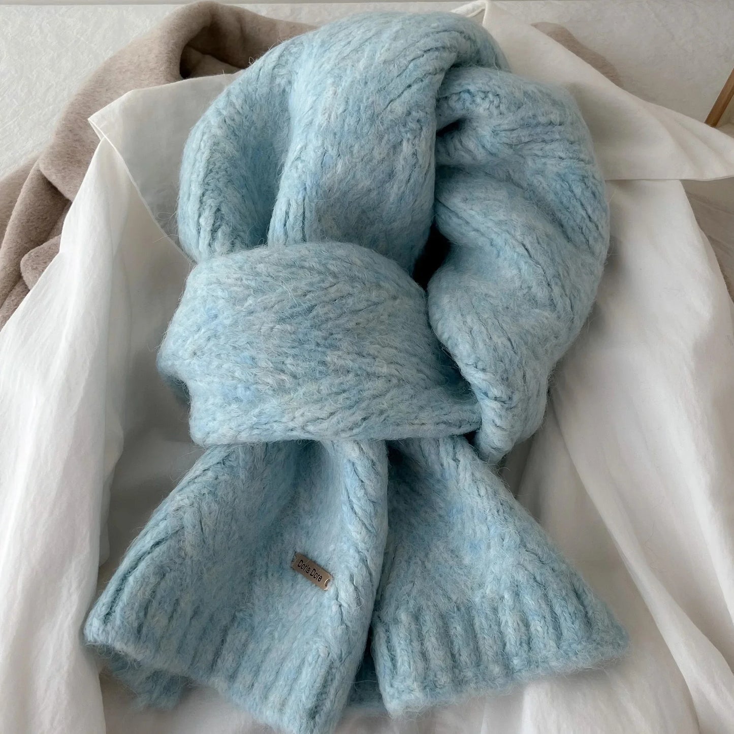 Albaca Alpaca Wool Scarf Women's Winter 2024 New High-End Feelknit Wool-Blend Korean Trendy Student Use Warm Scarf