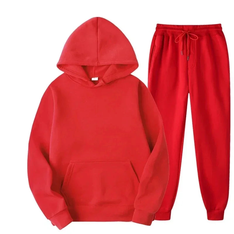 Men's Autumn and Winter New Solid Color Hoodie+pants Two-piece Set Fashionable Casual Sports Set Size S-3XLWomen's Tracksuit