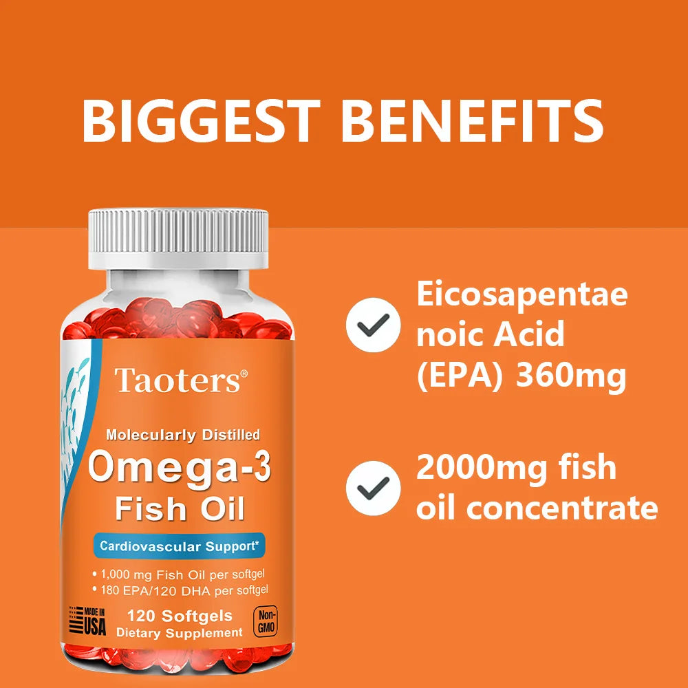 Omega-3 180 EPA / 120 DHA, Molecularly Distilled, Cardiovascular Support, 120 Softgels