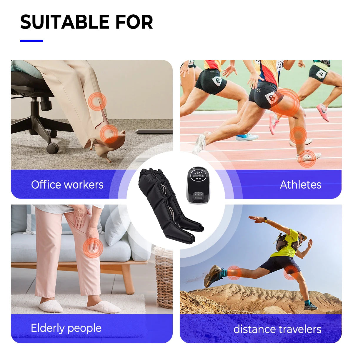 High Quality Air Compression Leg Massager 4-Cavity Physiotherapy Compression Wraps Promotes Blood Circulation Leg Arm Massager