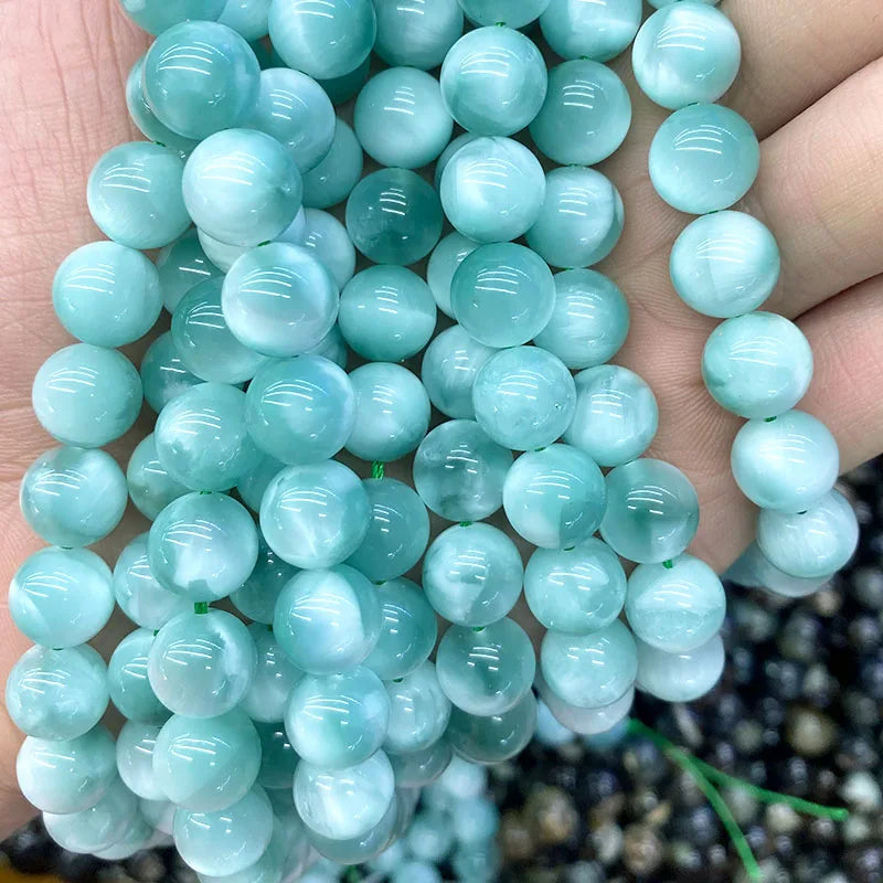 4 6 8 10 12mm Natural purple Stichtite Opal green Larimar stone Round Loose Beads For Jewelry Making DIY Bracelets Necklace 15''