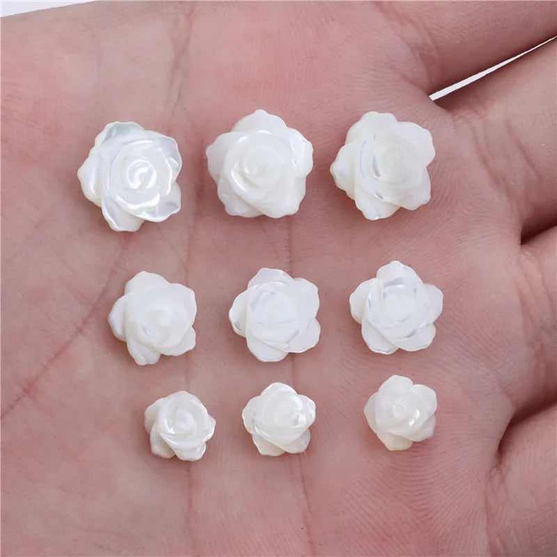 8-12mm Rose-shaped Shell Beads Natural Mother-of-pearl Bead Handmade Fashion DIY MOP Charm Beads for Necklace Earrings Accessory