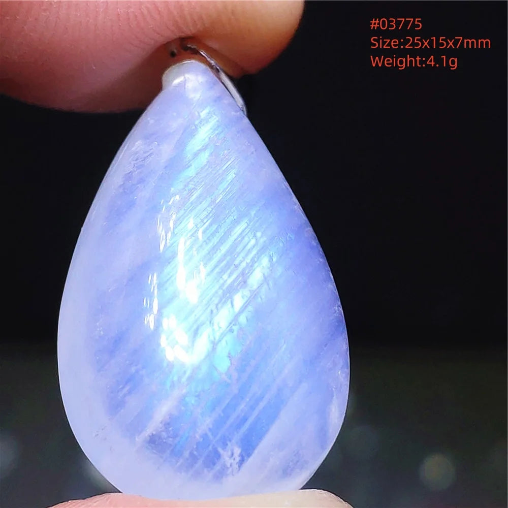 Natural Moonstone Blue Light Pendant Oval Beads Women Men Necklace 925 Silver Moonstone Pendant AAAAAA