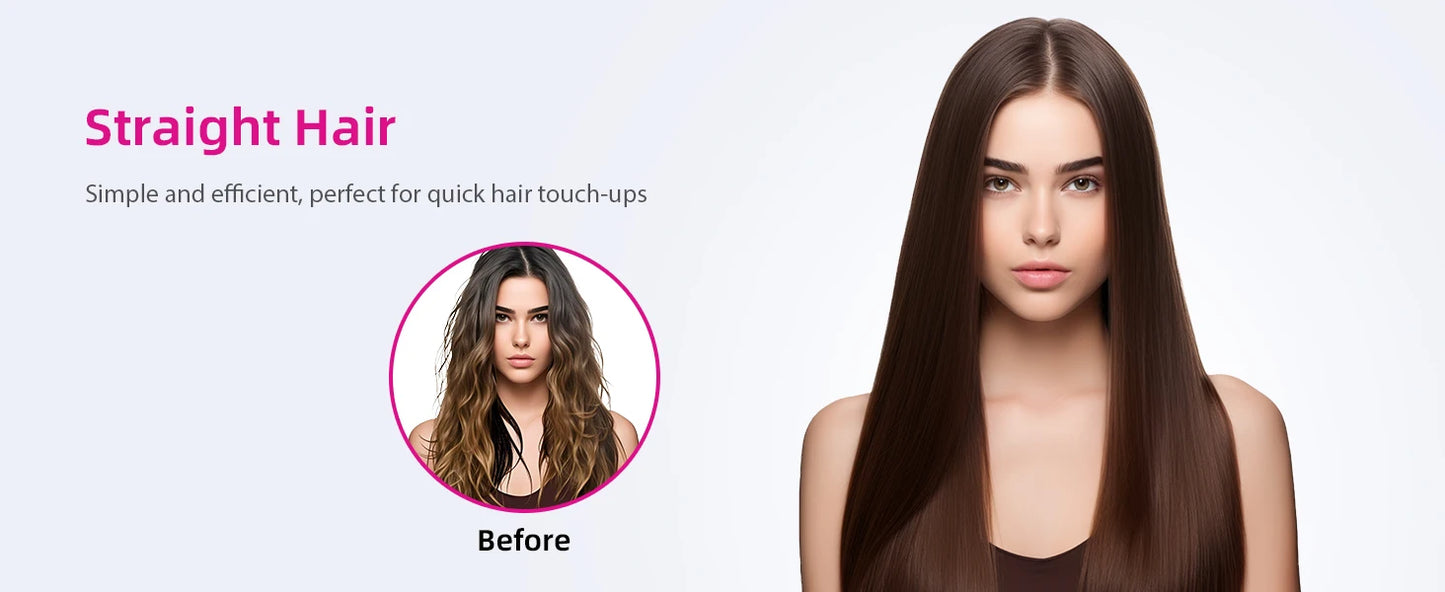 Cordless Hair Straightener Portable Brush 30s Fast Heating 10000mAh Rechargeable 300 Million Negative Ions Straightening Comb
